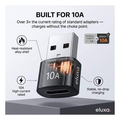 USB 3.0 Type-C Female to USB-A Male OTG Adapter (10A)