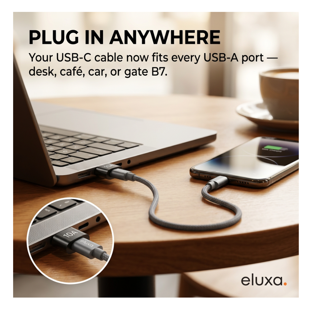USB 3.0 Type-C Female to USB-A Male OTG Adapter (10A)