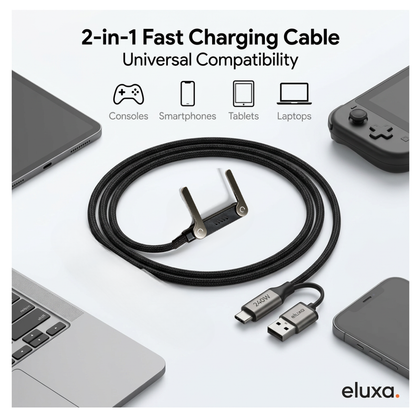 2 in 1 Dual-Flip Stand Charging Cable