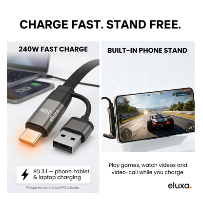 2 in 1 Dual-Flip Stand Charging Cable